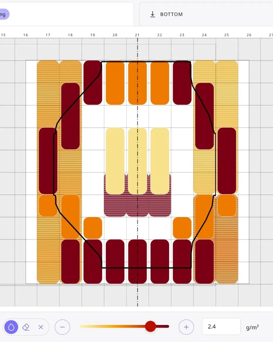 Aurora spray pattern editor with spray fields and blank contour.