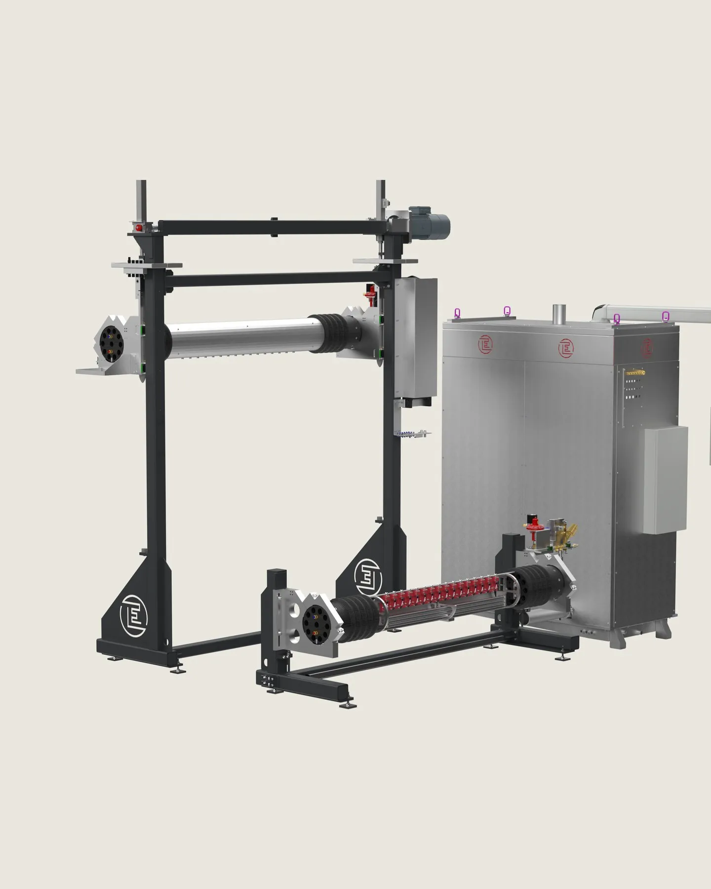 Electrostatic preservation system with pass-through tube and control cabinet.