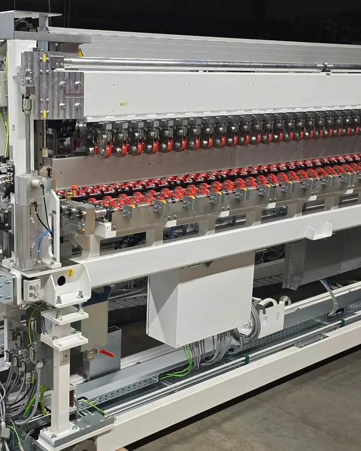 Several LBE brush cleaning systems side by side in assembly at Eckardt Systems.