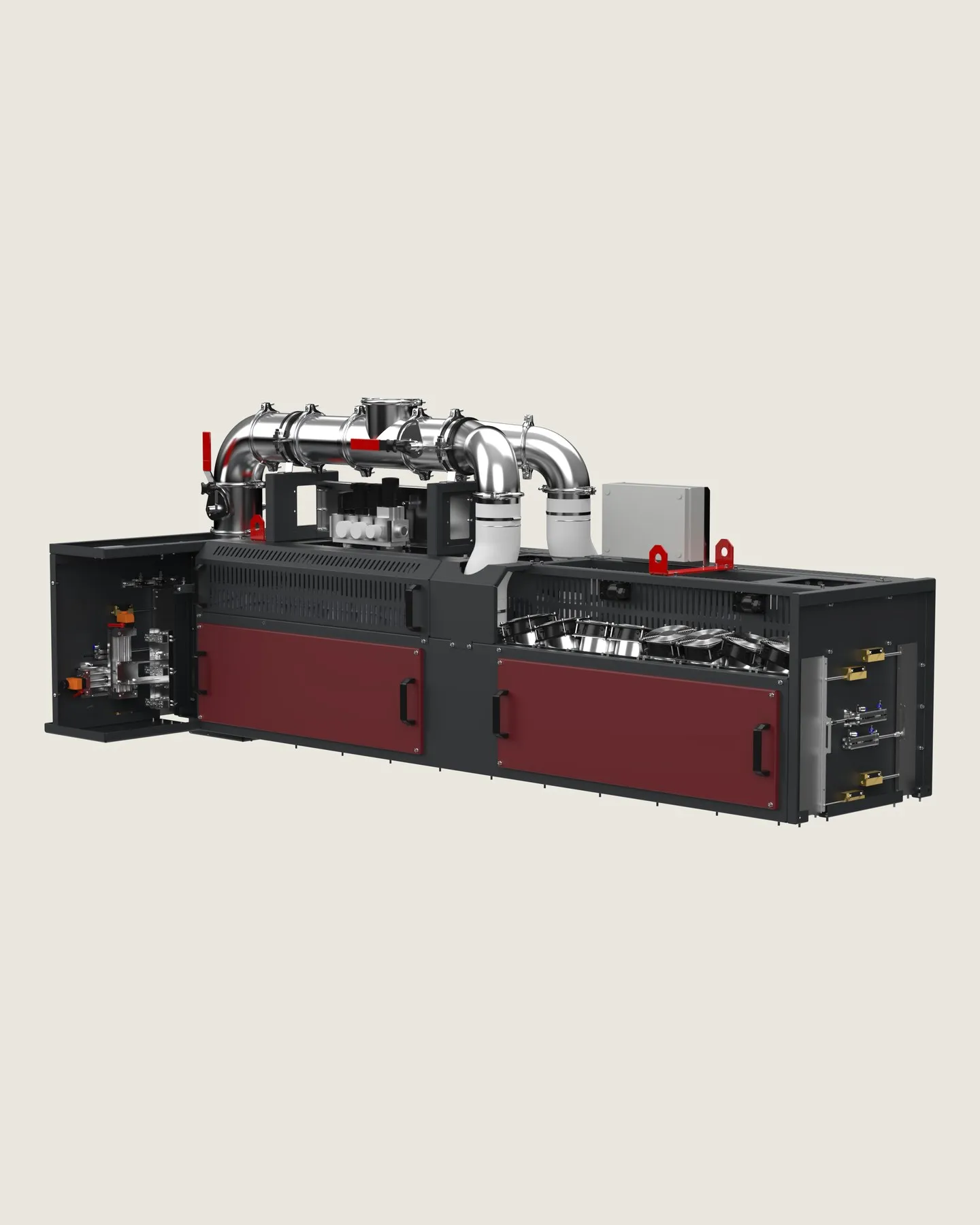 Special-purpose machine for copper-pipe oiling with drying unit.